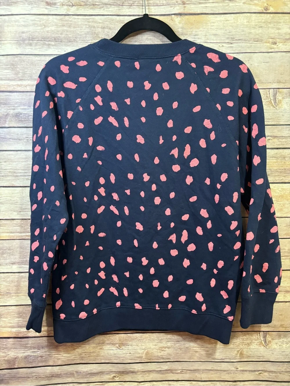 J. Crew Navy Pink Print Raglan Sleeve Sweatshirt Size Small